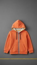 Tangerine Pop Layered Hoodie Contrast Zipper