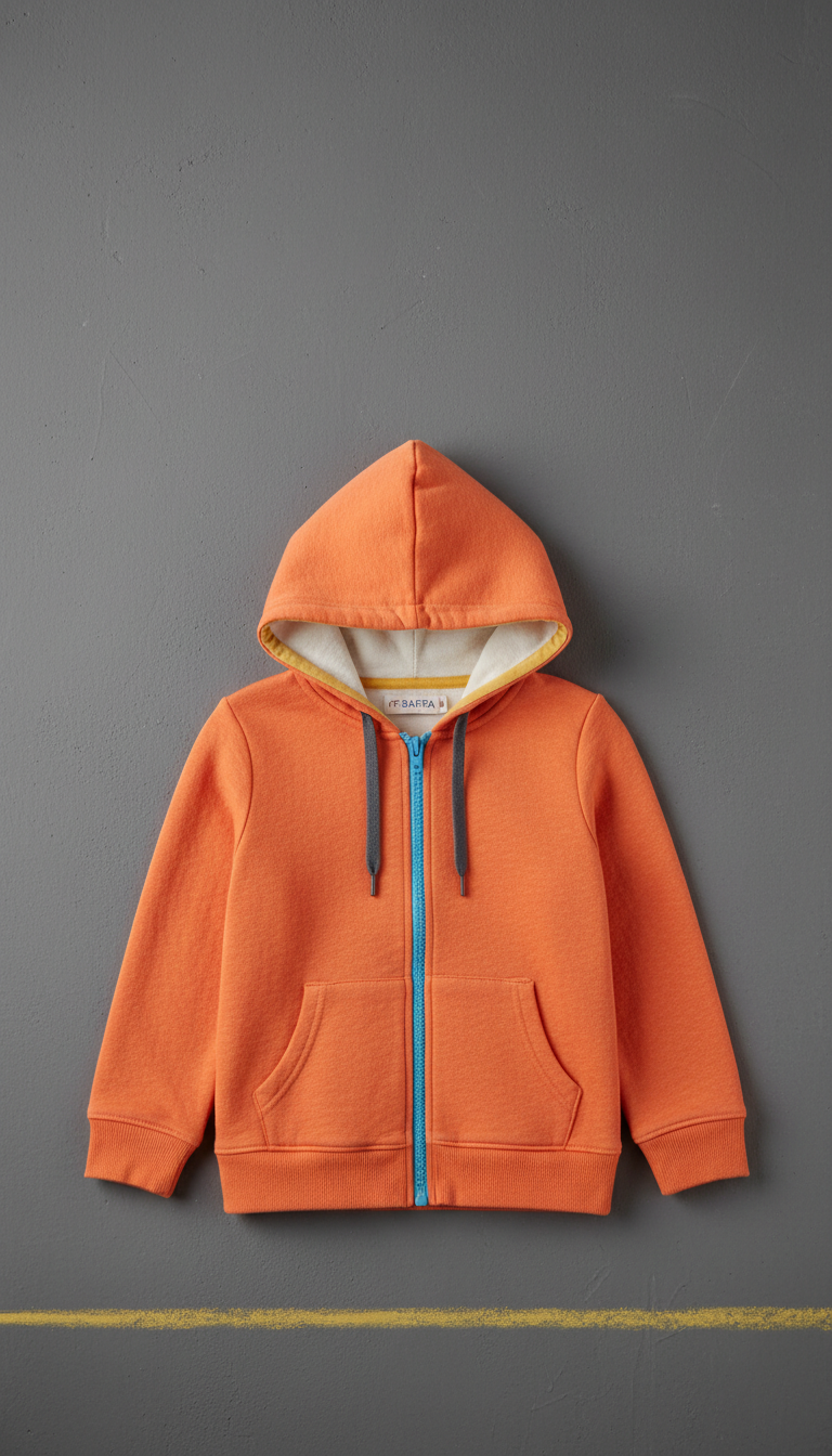 Tangerine Pop Layered Hoodie Contrast Zipper