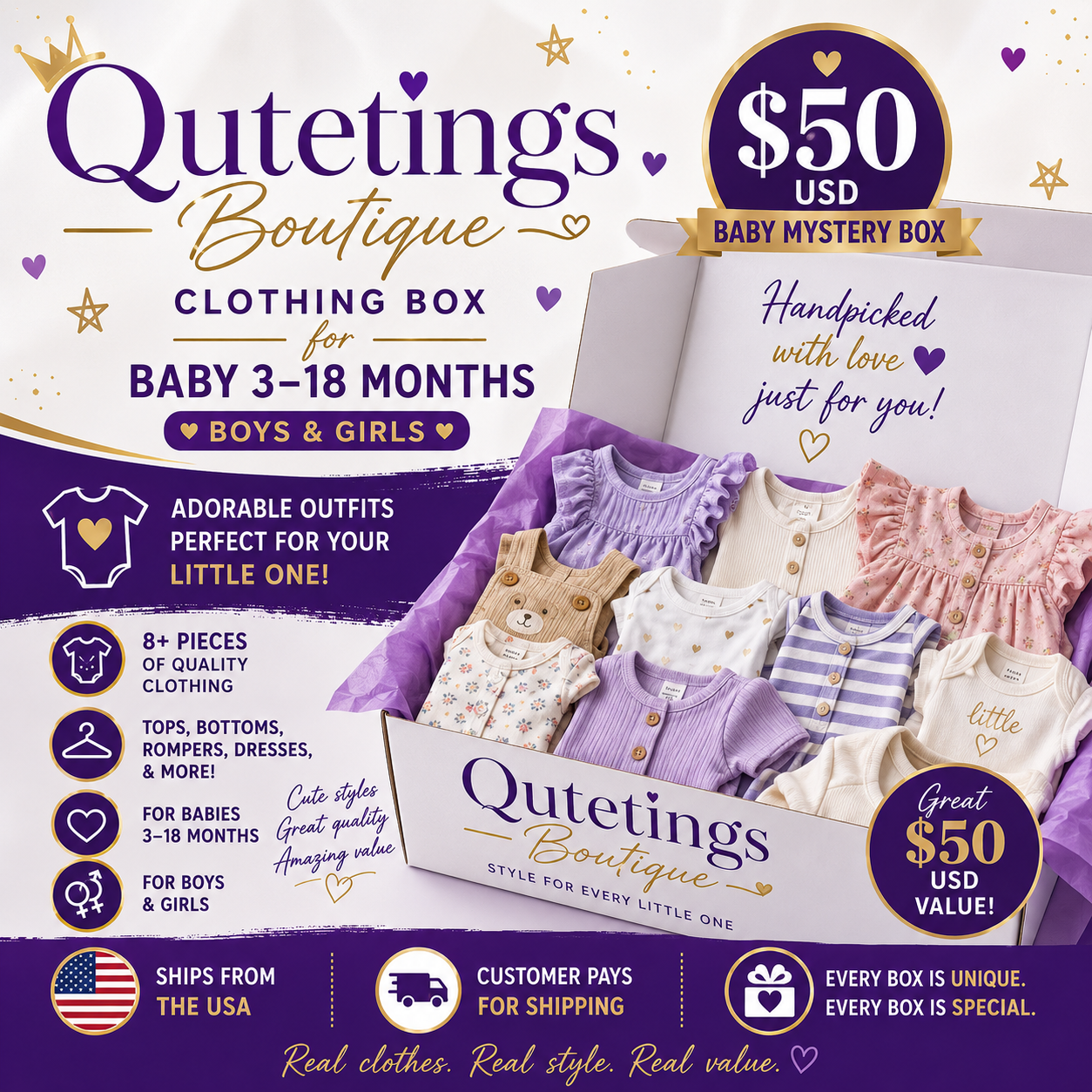 🎁 Qutetings Mystery Kids Clothing Box – $50